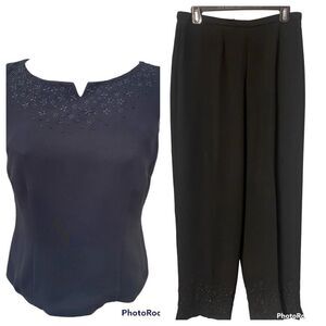David Warren Pantsuit w/Embroidery Beaded accent 2pcs. Sz. 12 party Holidays